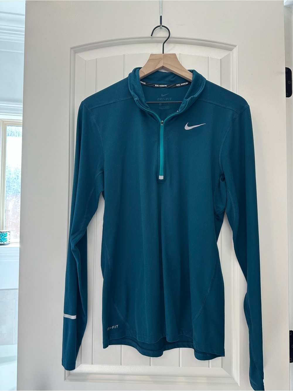 Nike Teal/White Dri-FIT Half-Zip Running Top